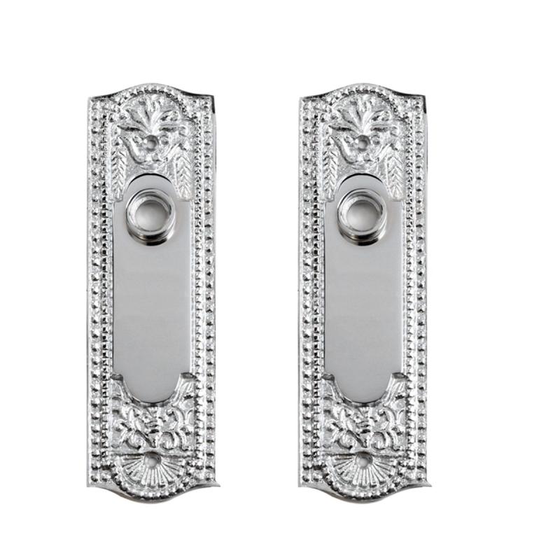 Door Back Plate Chrome Solid Brass Beaded Without Keyhole 7 1/4″ H Pack of 2  |  Back Plates Back Plates Back Plates