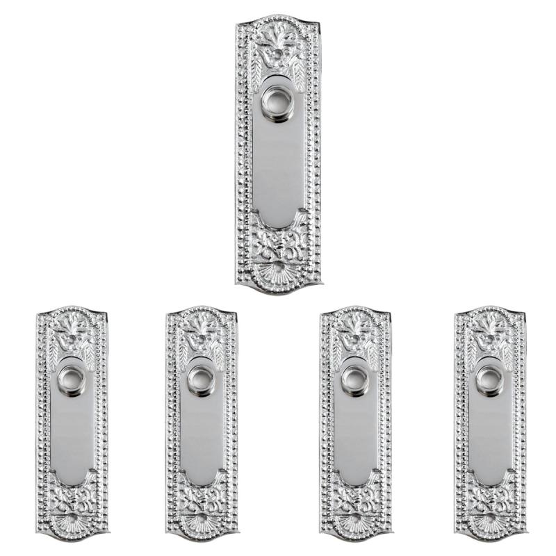 Door Back Plate Chrome Solid Brass Beaded Without Keyhole 7 1/4″ H Pack of 4  |  Back Plates Back Plates Back Plates