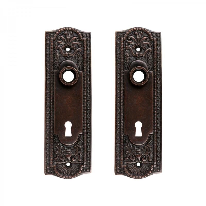 Door Back Plate Oil Rubbed Bronze Solid Brass Beaded With Keyhole 7 1/4″ H 2 Set  |  Back Plates Back Plates Back Plates