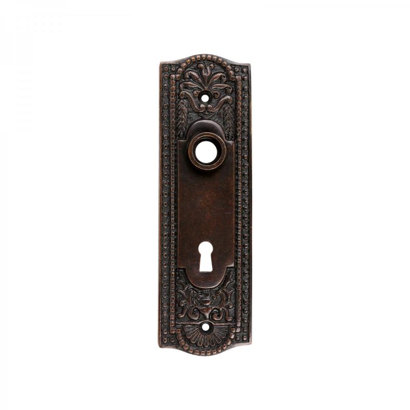 Door Back Plate Oil Rubbed Bronze Solid Brass Beaded With Keyhole 7 1/4″ H  |  Back Plates Back Plates Back Plates