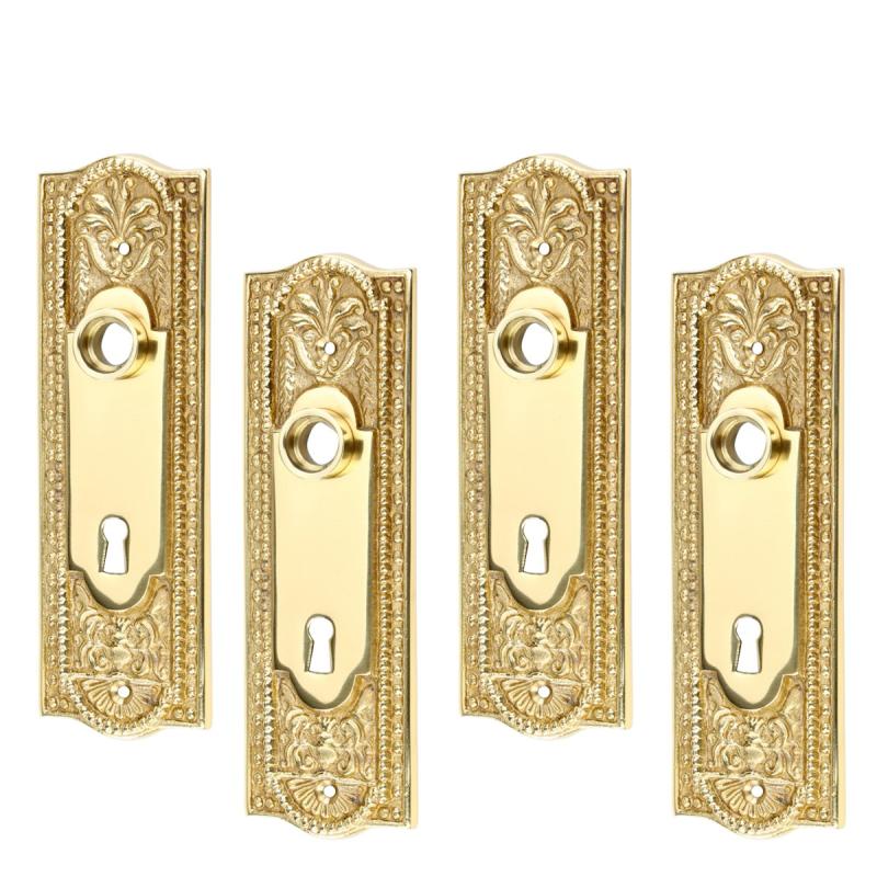 Door Back Plate Solid Brass Beaded With Keyhole 7 1/4″ H Pack of 4  |  Back Plates Back Plates Back Plates