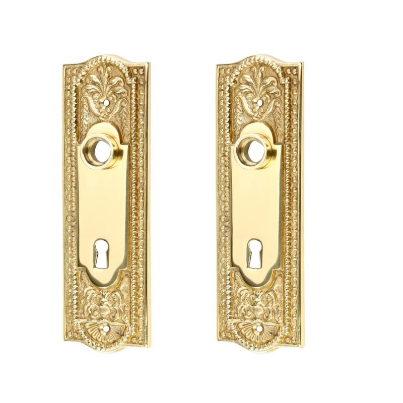 Door Back Plate Solid Brass Beaded With Keyhole Pack of 2  |  Back Plates Back Plates Back Plates