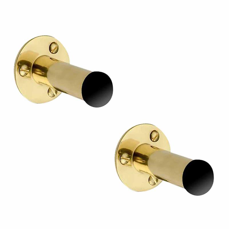 Door Stopper Solid Brass Tipped Tubular Door Stop Bumpers Wall Mounted Pack of 2  |  Door Stops and Bumpers Door Hardware Door Stops & Bumpers