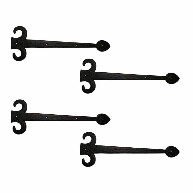 Dummy Door Strap Hinge Fleur De Lis 15.5″ Rust Resistant Black Hinges  |  Dummy Hinges Cabinet & Door Hinges Dummy Hinges