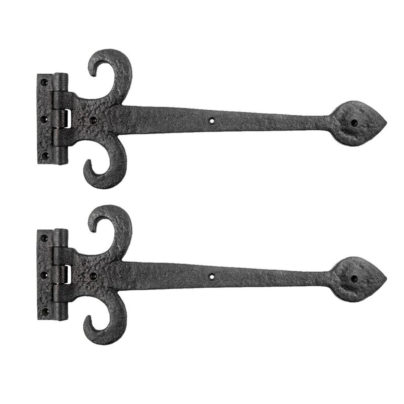 Heavy Duty Strap Hinge for Gates and Doors Decorative Large 15 1/2″ Wrought Iron Fleur De Lis Design Set of 2  |  Cabinet & Door Hinges Cabinet & Door Hinges Cabinet & Door Hinges