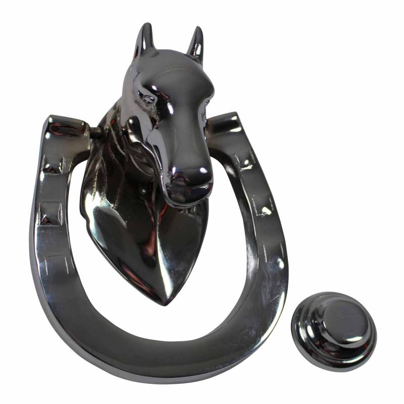 Horse Shaped Chrome Plated Brass Front Door Knocker  |  Door Knockers Door Hardware Door Knockers