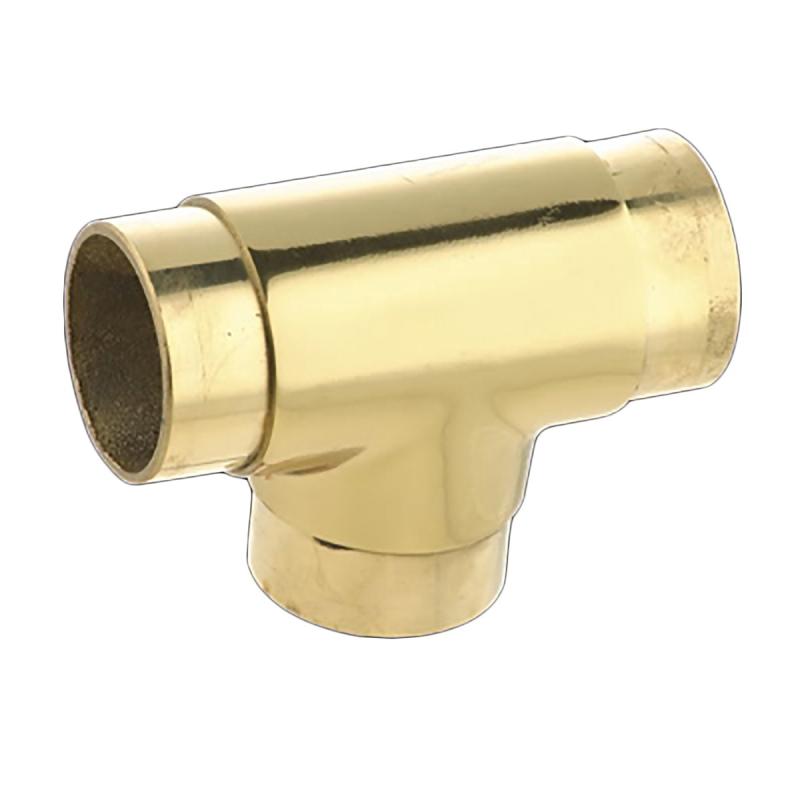 Lacquered Brass TEE Flush Fitting 2″ Bar Rail Connector  |  Rail Connectors and Elbows Rail Connectors & Elbows Rail Connectors & Elbows