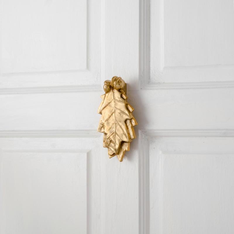 Oak Leaf Solid Brass Door Knocker Oak Leaf 6H x 3W Front Door  |  Door Knockers Door Hardware Door Knockers