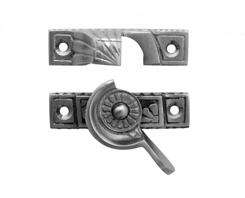 Ornate Solid Brass Window Sash Lock Chrome Finish Door Lock  |  Window & Shutter Hardware Home Hardware Window & Shutter Hardware