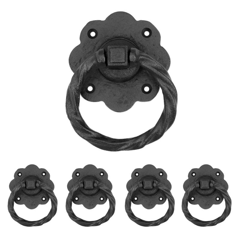 Ring Pull Cabinet or Drawer or Door Wrought Iron Black 5″ Pack of 4  |  Cabinet & Drawer Pulls Cabinet & Drawer Pulls Cabinet & Drawer Pulls