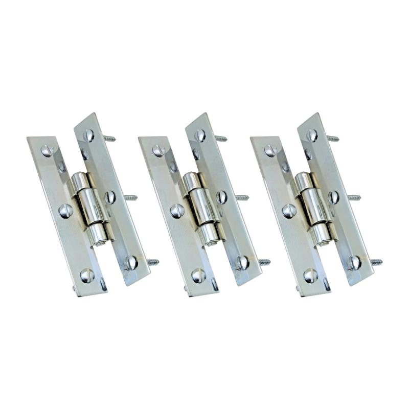 Solid Cast Brass H-Shape Flush Mounted Cabinet Hinges with Screws Pack of 3  |  Cabinet & Door Hinges Cabinet & Door Hinges Cabinet & Door Hinges