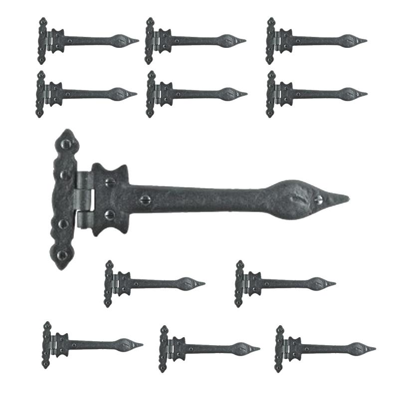 Strap Hinges Spear Tip Black Wrought Iron Set of 12  |  Cabinet & Door Hinges Cabinet & Door Hinges Cabinet & Door Hinges