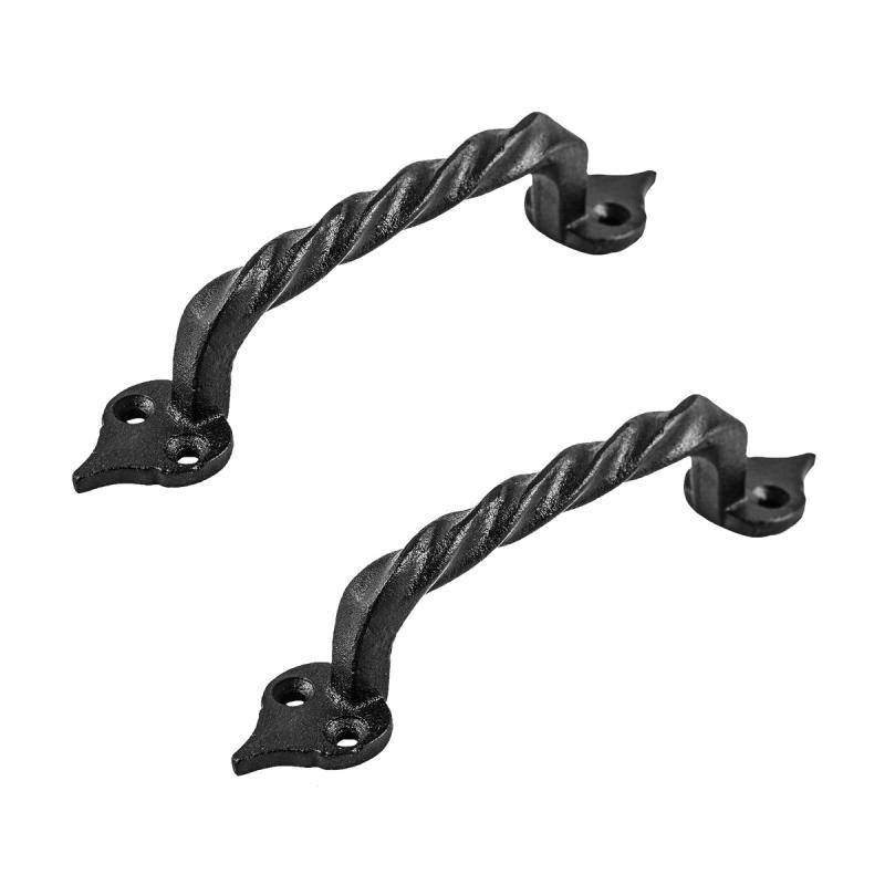 Twisted Black Wrought Iron Cabinet Door Drawer Pull 5 7/8″ Total Length 4 1/2″ Boring  |  Cabinet Drawer & Door Handle Cabinet Drawer & Door Handle Cabinet Drawer & Door Handle