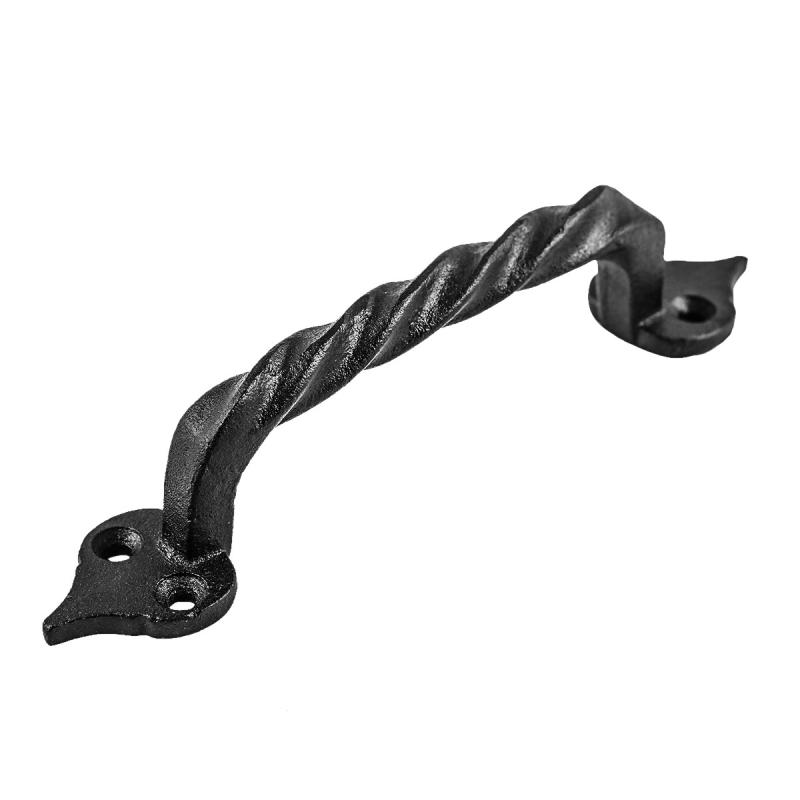 Twisted Black Wrought Iron Cabinet Door Drawer Pull 5 7/8″ Total Length 4 1/2″ Boring  |  Cabinet Drawer & Door Handle Cabinet Drawer & Door Handle Cabinet Drawer & Door Handle