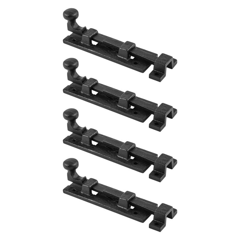 Wrought Iron Cabinet Door Slide Bolt 4″ W Rustic Pack of 4  |  Slide Bolts Door Hardware Slide Bolts