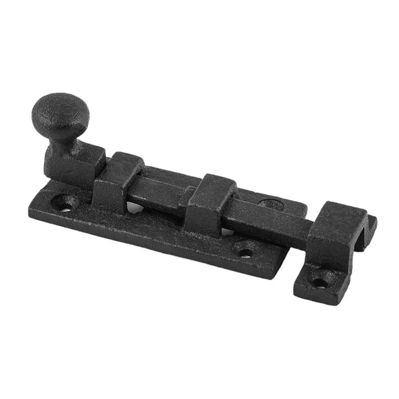 Wrought Iron Slide Bolt – 3.5″ Wide – Black – Rustproof Finish  |  Slide Bolts Door Hardware Slide Bolts