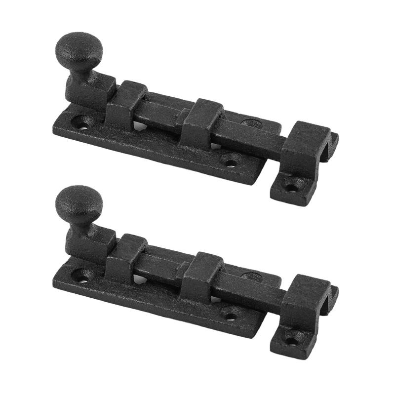 Wrought Iron Slide Bolt – 3.5″ Wide – Black – Rustproof Finish  |  Slide Bolts Door Hardware Slide Bolts