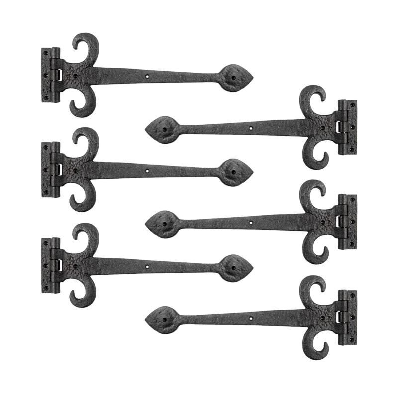 Wrought Iron Strap Hinge Fleur de Lis Heavy Duty 15-1/2″  Set of 6 Rensup  |  Cabinet & Door Hinges Cabinet & Door Hinges Cabinet & Door Hinges