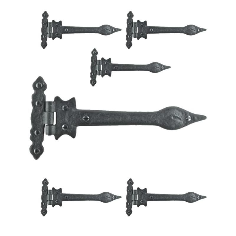 Wrought Strap Hinges Spear Tip Black Wrought Iron Pack of 6  |  Cabinet & Door Hinges Cabinet & Door Hinges Cabinet & Door Hinges