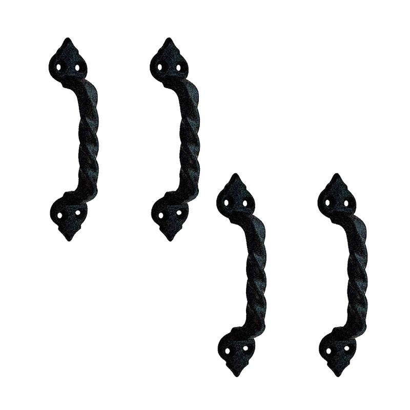 Twisted Black Cast Iron Cabinet Door Drawer Pull 5 7/8″ Total Length 4 1/2″ Boring  |  Cabinet Drawer & Door Handle Cabinet Drawer & Door Handle Cabinet Drawer & Door Handle