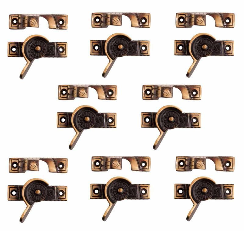 Window Sash Lock Ornate Solid Brass Antique Piece of Pack 8 Sash Window Locks  |  Window & Shutter Hardware Home Hardware Window & Shutter Hardware