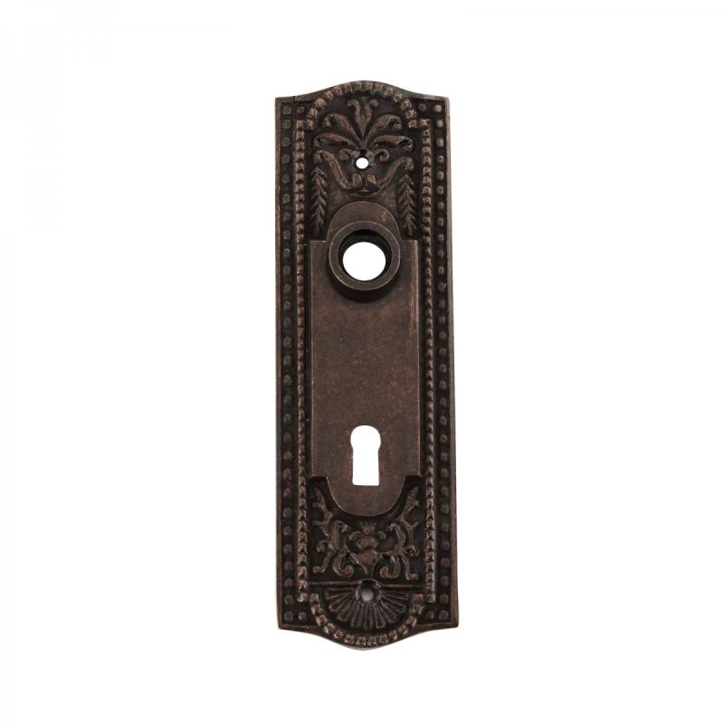 Back Door Plate Antique Brass Beaded Design With Keyhole  |  Back Plates Door Hardware Back Plates