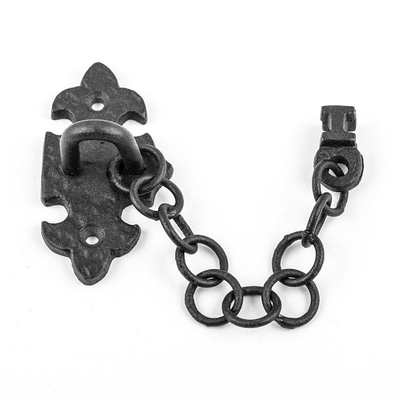 Black Chain Door Slide Bolt Wrought Iron Latch Rust Resistant  |  Slide Bolts Door Hardware Slide Bolts