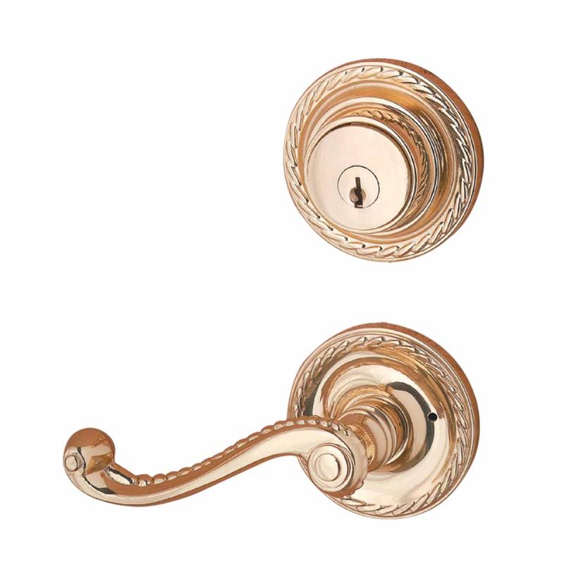 Door Lock Bright Solid Brass Roped Lever Handles Lock Set  |  Locksets Door Hardware Locksets