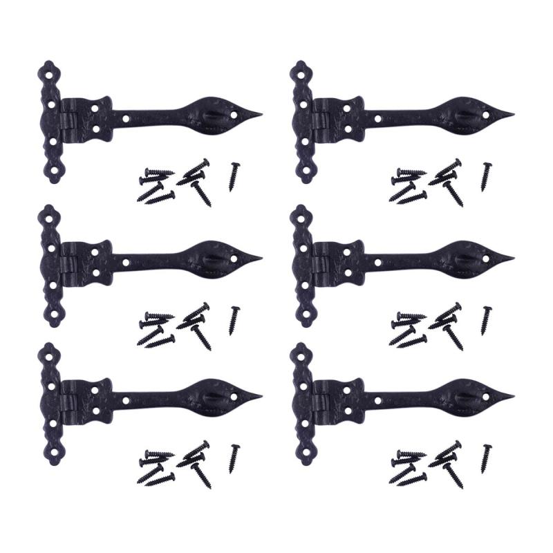 Black Wrought Iron Door Strap Hinge 6″ L Flush Mount with Hardware Pack of 6  |  Cabinet & Door Hinges Cabinet & Door Hinges Cabinet & Door Hinges