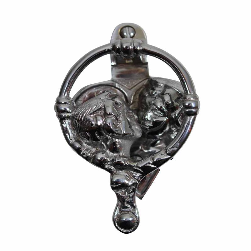 Chrome Plated Kissing Cherubs Front Door Knocker with Screws  |  Door Knockers Door Hardware Door Knockers