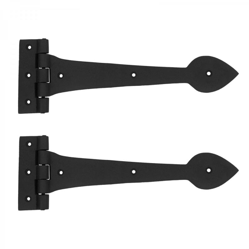 Large Black Wrought Iron Door Strap Hinge 12″ L Heart Tip Design Pack of 2  |  Cabinet & Door Hinges Cabinet & Door Hinges Cabinet & Door Hinges