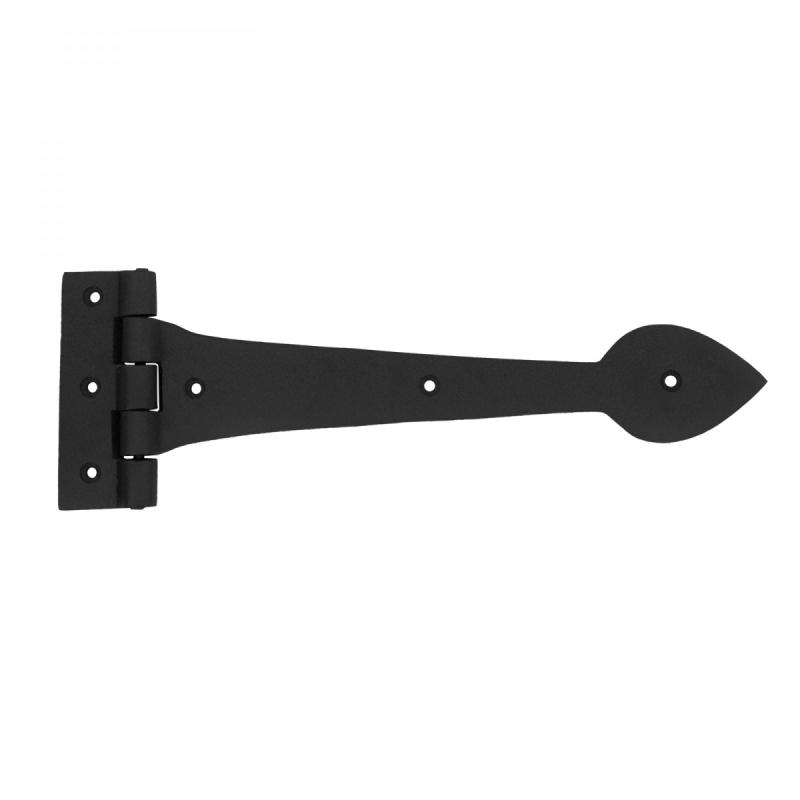 Black Wrought Iron Door Strap Hinge 12″ L Heart Tip Design Rust Resistant Hinges  |  Cabinet & Door Hinges Cabinet & Door Hinges Cabinet & Door Hinges