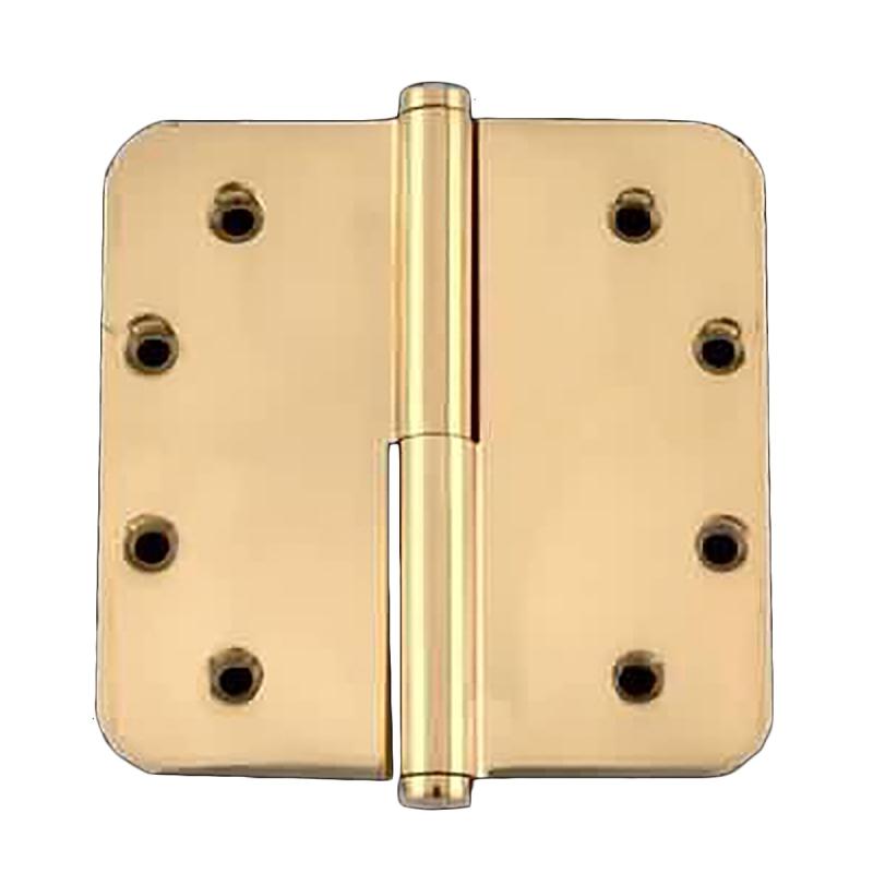 Extruded Brass Right Lift Off Door Hinge 5" L Square Shape with Coin Finial Tips  |  Cabinet & Door Hinges